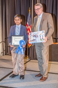 Sreeniketan Sai Senapathi and Steve Hadley at the Texas Aviation Conference award ceremony.